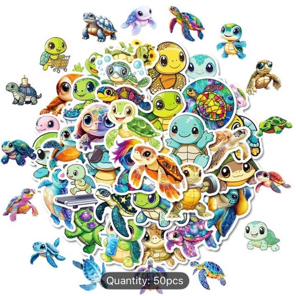 50 Colorful Turtle Stickers - Picture 4 of 4